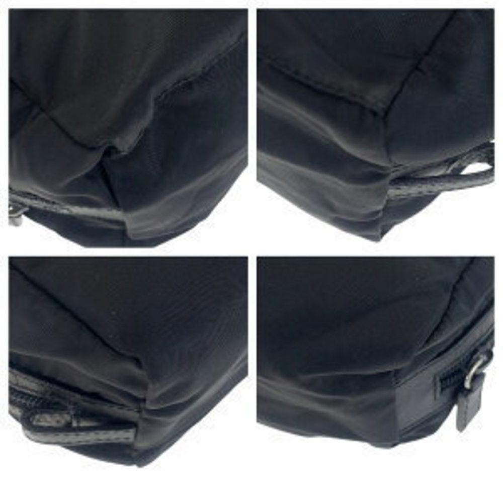Prada Triangular Nylon Pouch Makeup Leather Black… - image 3